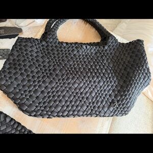 AB DOMED Elegant Black Woven Tote Bag